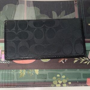 Coach Black Signature Long Checkbook Wallet